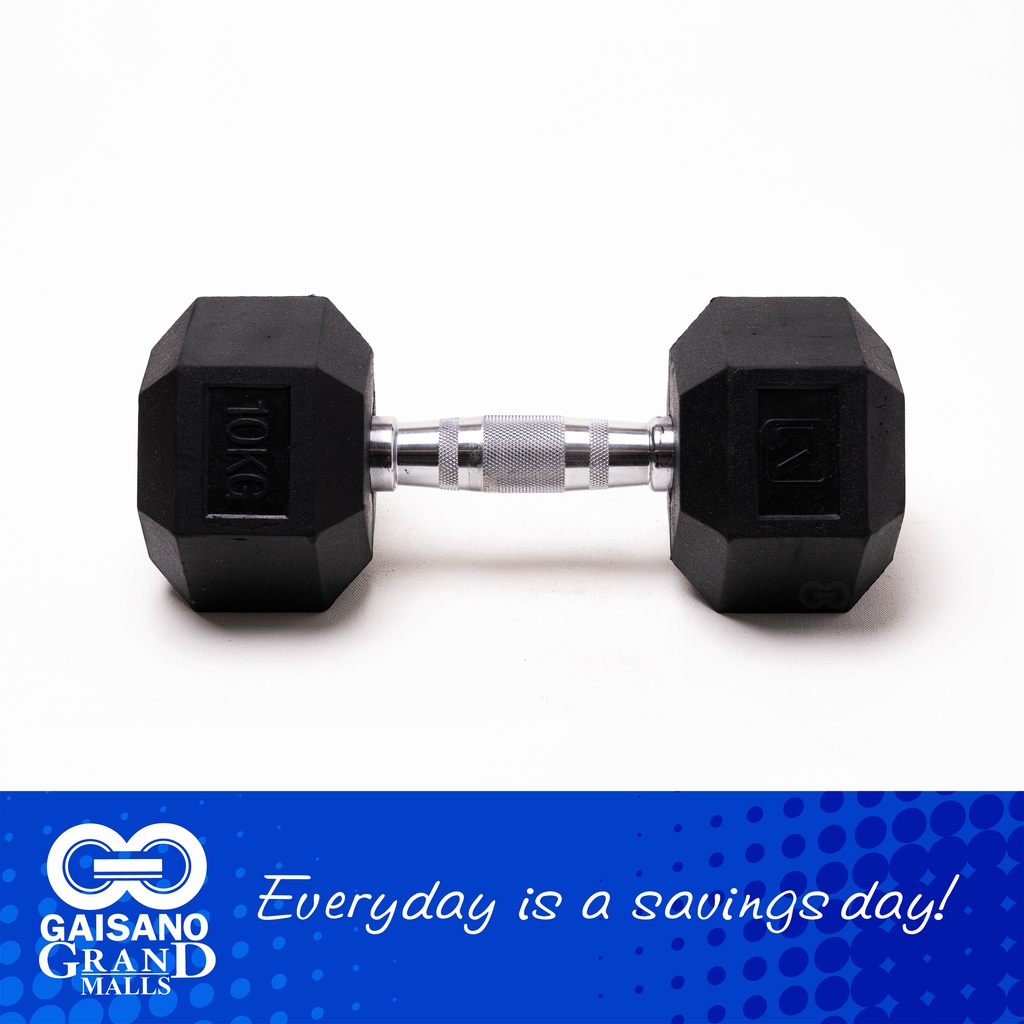 Hex Dumbbell Rubber Coated Hexagonal Cast Iron Weights with Ergonomic