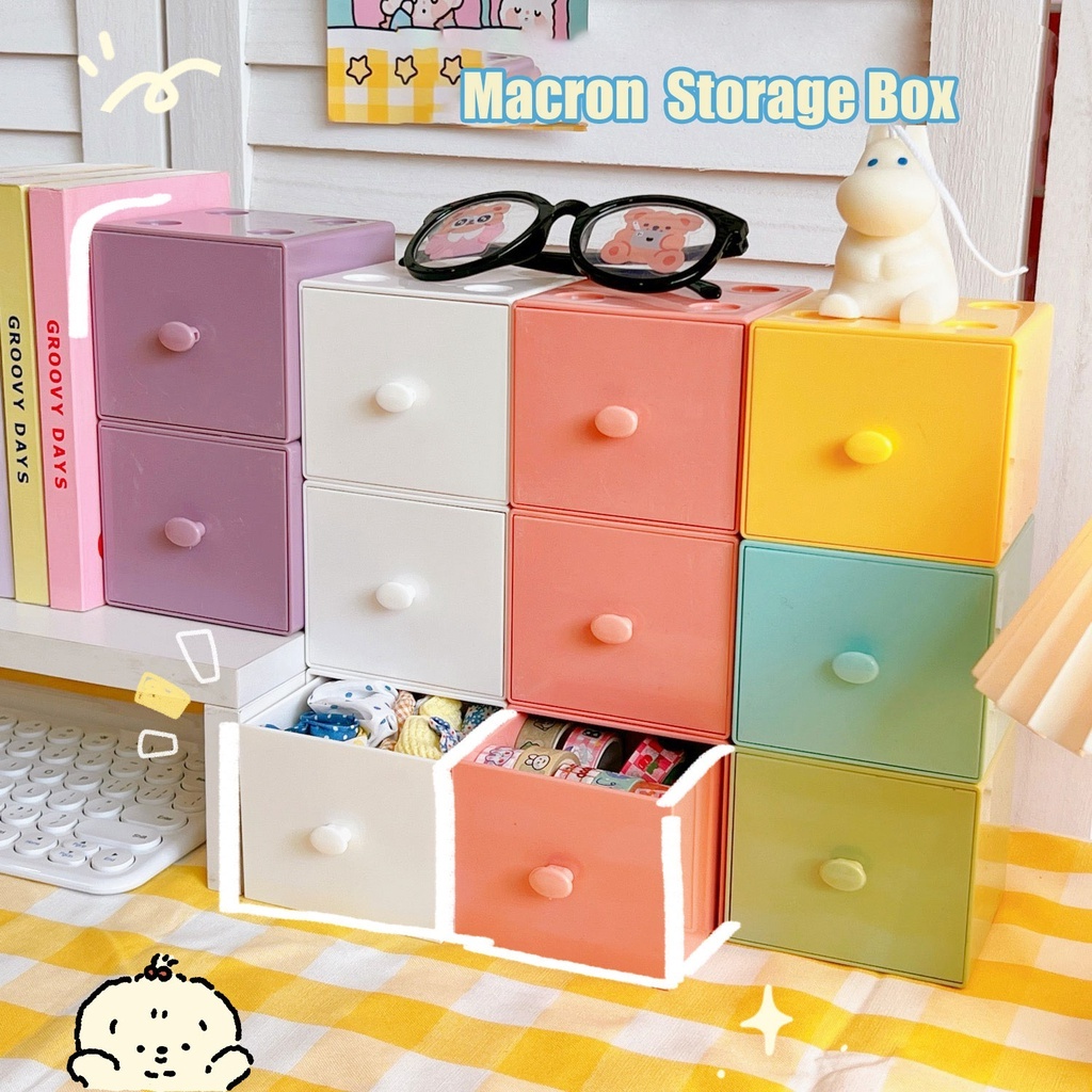 Desktop candy-colored macaron square drawer box combination block ...