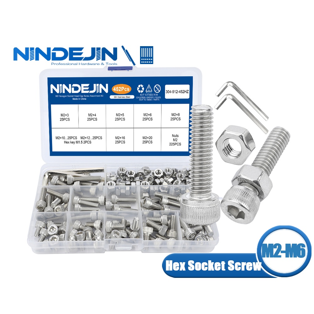 Nindejin Hex Socket Cap Head Screws Set Allen Head Screw Kit M M M