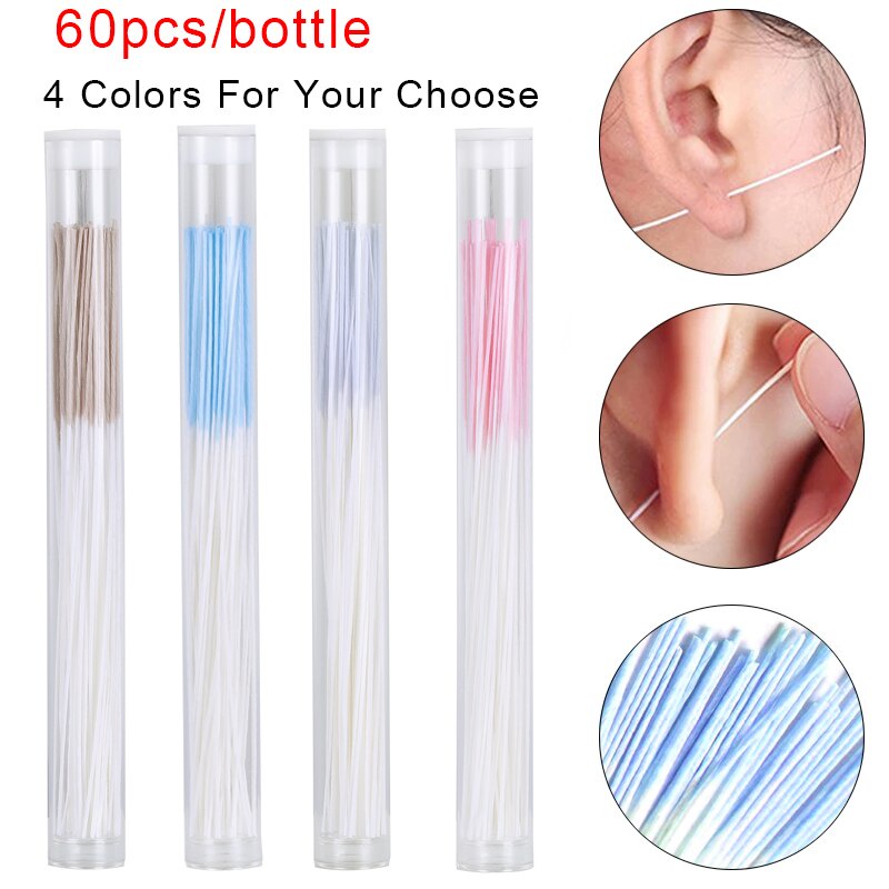 60pcs Pierced Ear Cleaning Set Herb Solution Paper Floss Ear Hole Aftercare Tools Kit Disposable