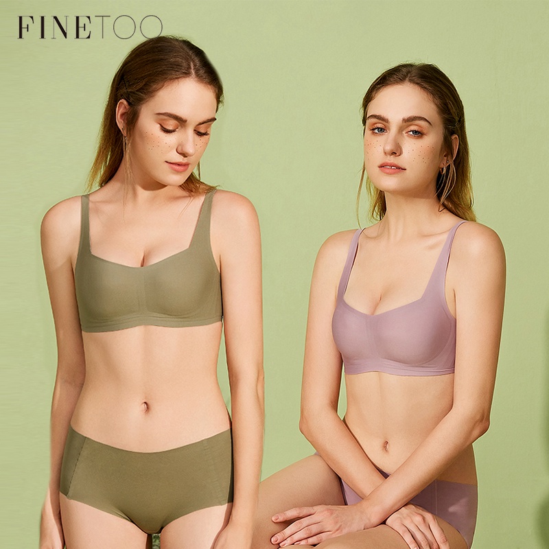 Finetoo Sexy U-Neck Bras Women Seamless Underwear Padded Bralette S-Xl  Wireless Bra Soft Tops Ladies Solid Lingerie 5 Colors