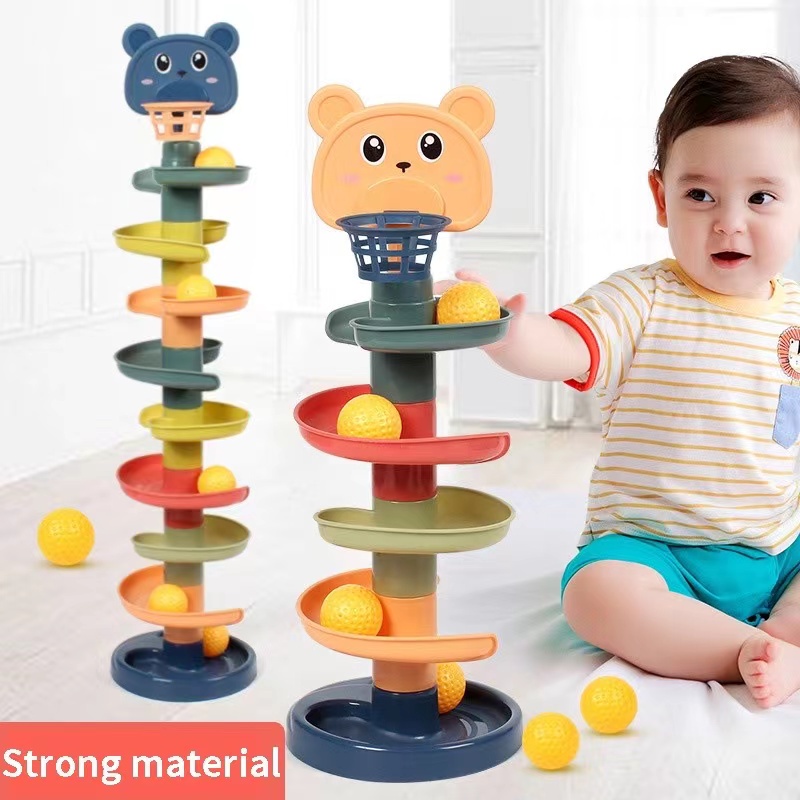 G7C Children's fun track slide ball tower shooting stacks of high baby puzzle rolling ball toy