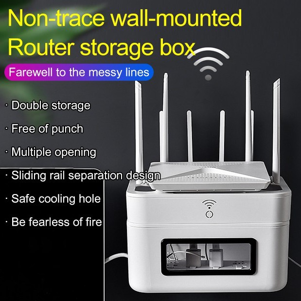WiFi wireless router storage box wall mounted set top box plug board ...