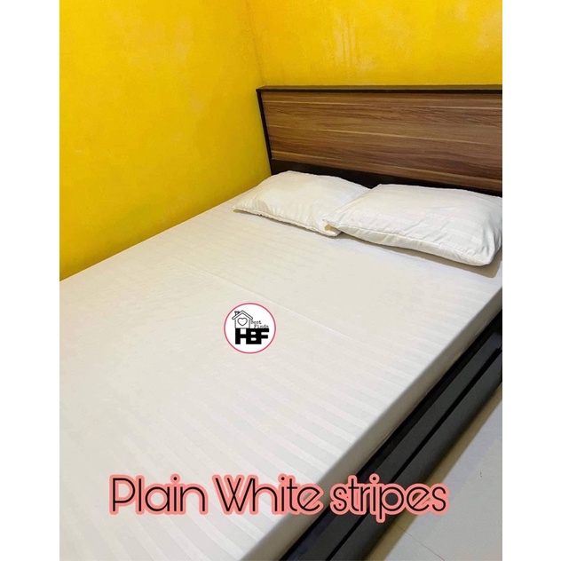 (PLAIN WHITE STRIPES) 100 3in1 PREMIUM CANADIAN BEDSHEETS PURE