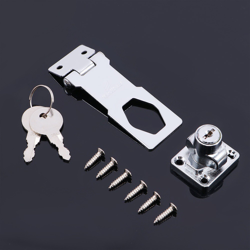 QQMALL Silver Hasp Hardware Garage Lock Locking Staple With Keys