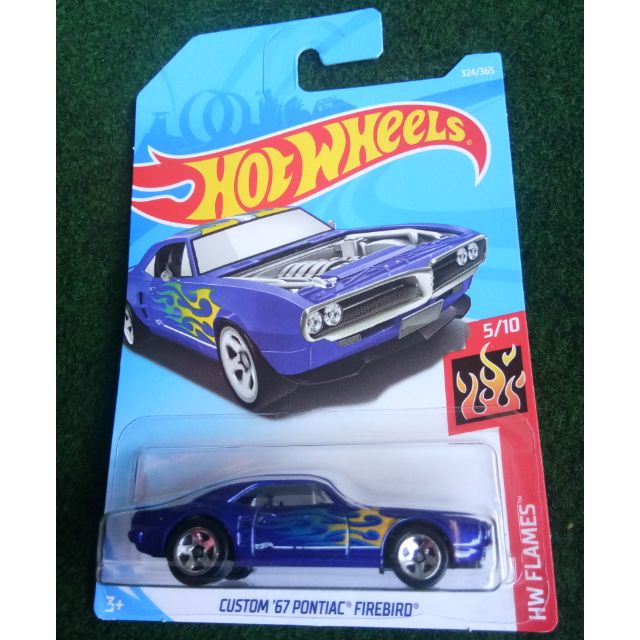 Hot Wheels 2018 Custom '67 Pontiac Firebird Blu, #324/365 HW Flames, 5/10 - Edizione Da Collezione.