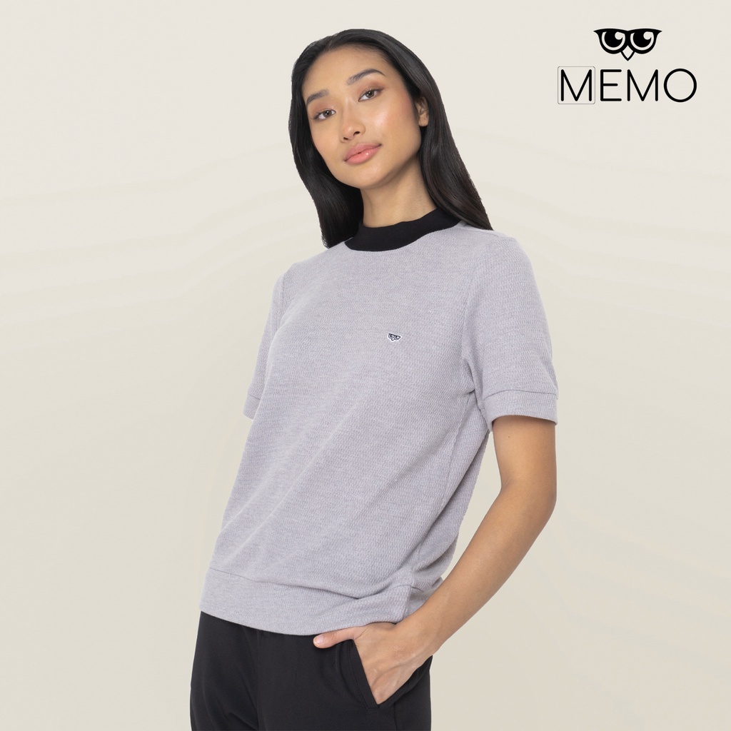 Memo Contrast Ringer T-Shirt For Women (Gray) | Shopee Philippines
