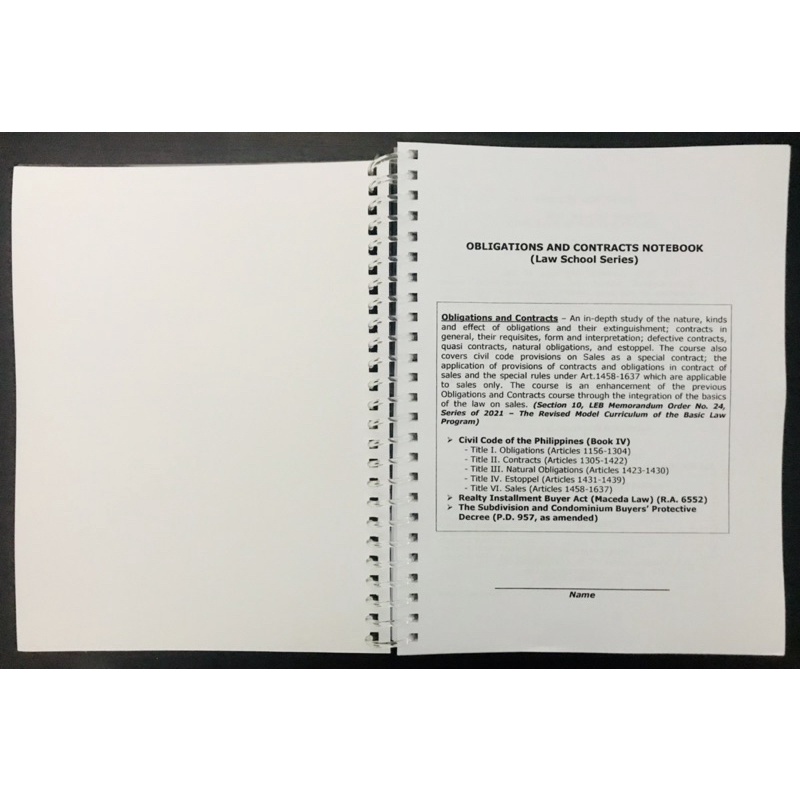 (Codal-Law School) Obligations and Contracts Notebook | Shopee Philippines
