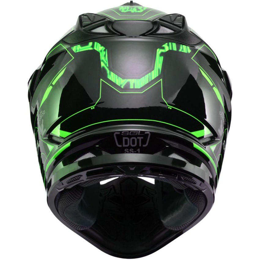 SOL Dual Sport Motard SS-1 Edge Helmet (Black/Green) | Shopee