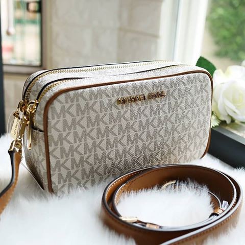 SALE Michael Kors Connie Small Camera Bag Vanilla Acorn