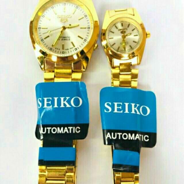 Seiko 5 automatic stainless steel couple watch