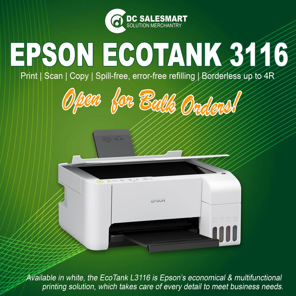 Epson Ecotank L3116 All In One Ink Tank Printer Spill Free Error Free Refilling Borderless 0506