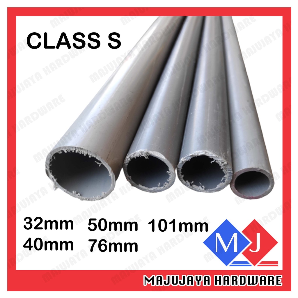 (1Ft) Class S 1 1/4''', 1 1/2''''', 2'''', 3'''', 4'''' PVC Pipe Gray