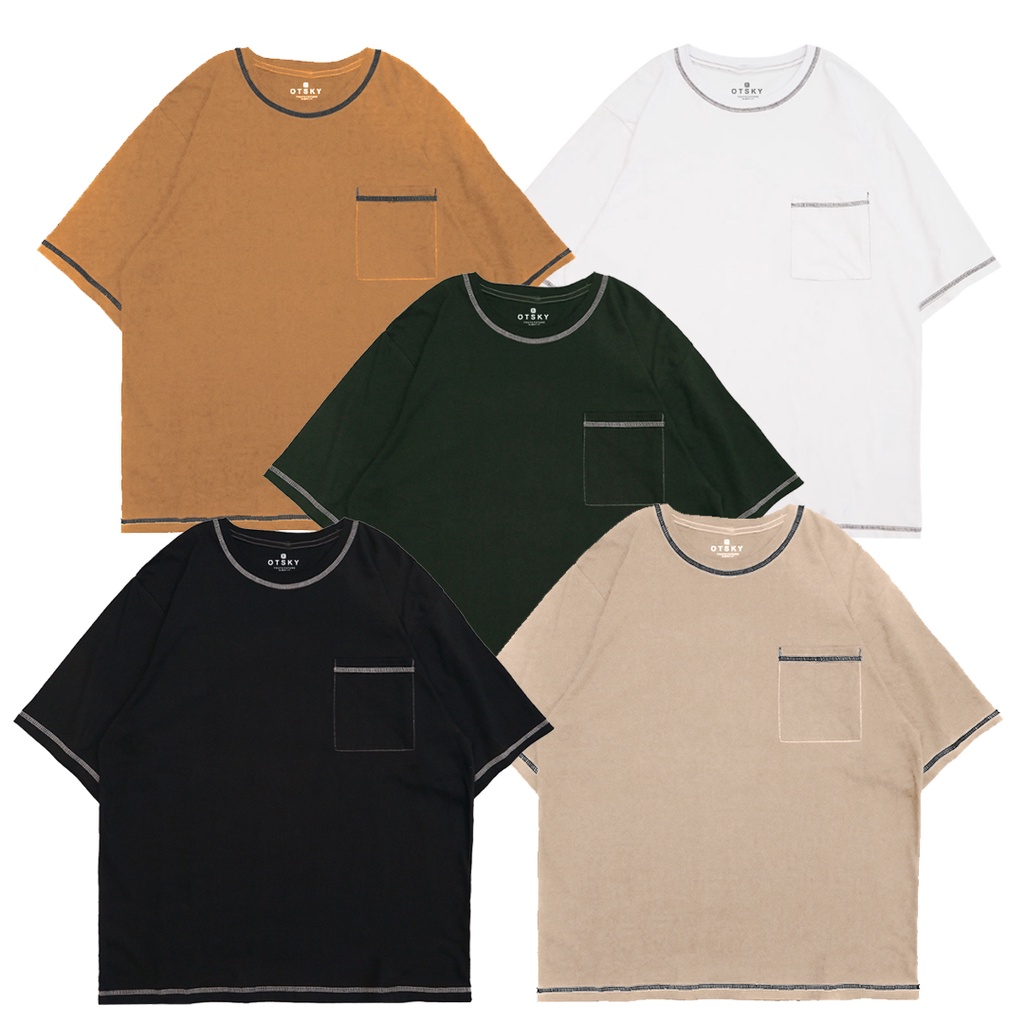 Otsky Men's Pocket T-shirt with Chain Motif Cotton Combed 24s | Shopee ...