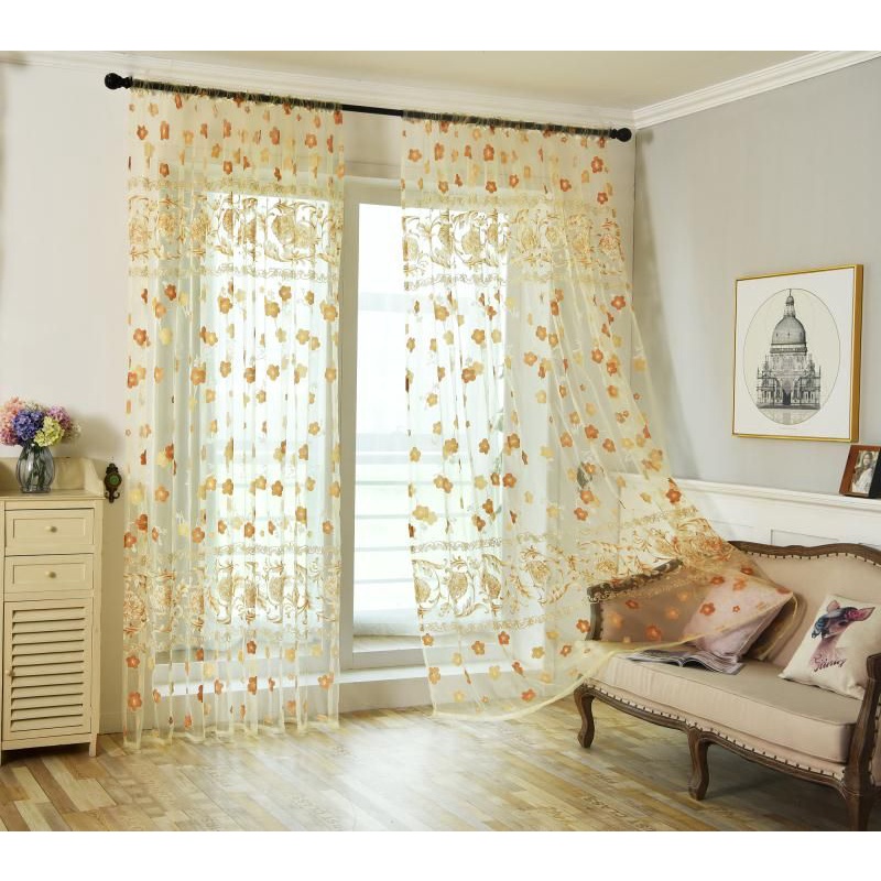 New lace flower design curtain for Window/size:100*200cm. | Shopee ...