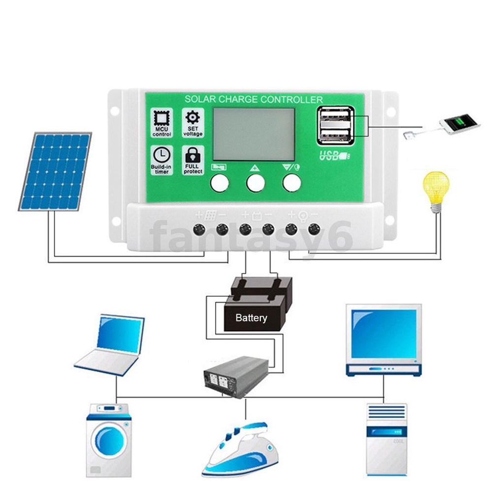 Solar Controller 30A USB Smart Charging Photovoltaic System Led Light ...