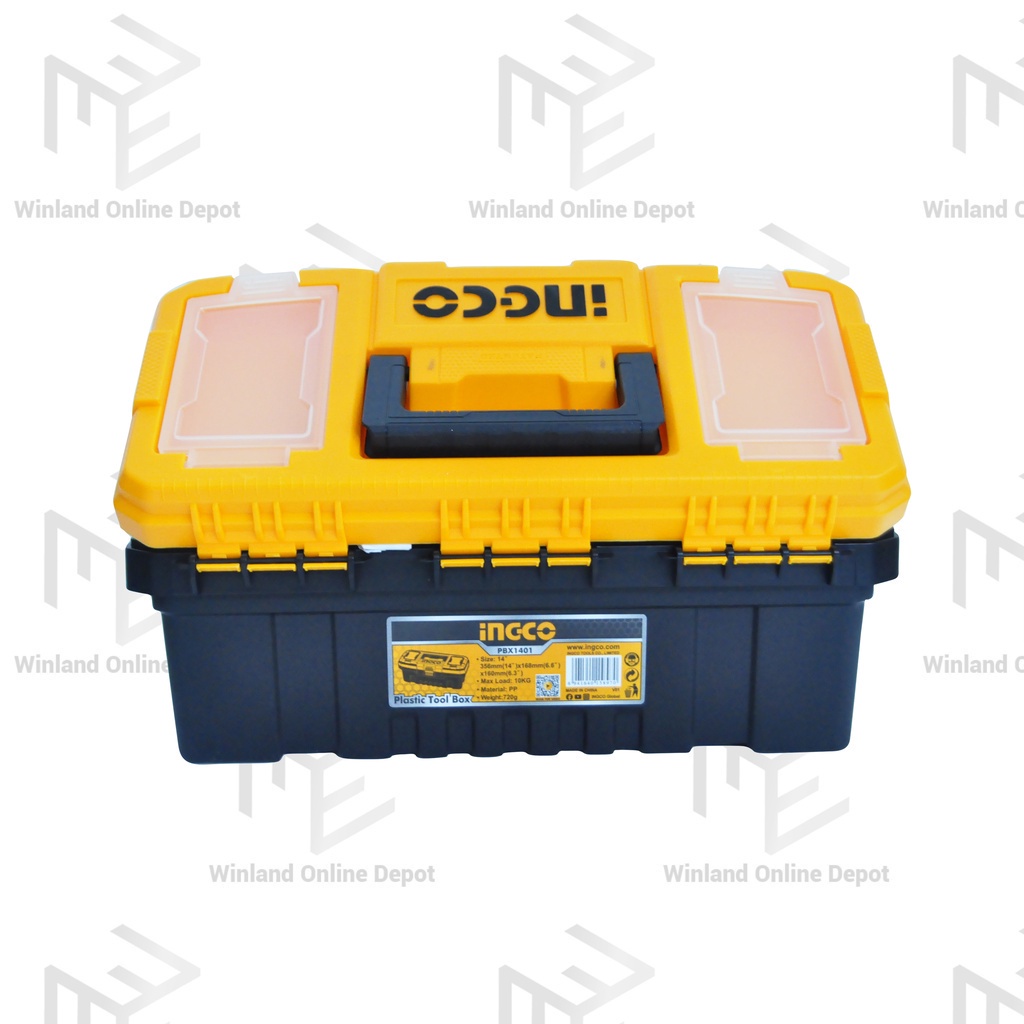 Ingco Original 14 Plastic Tool Box Organizer Case with Removable Tray