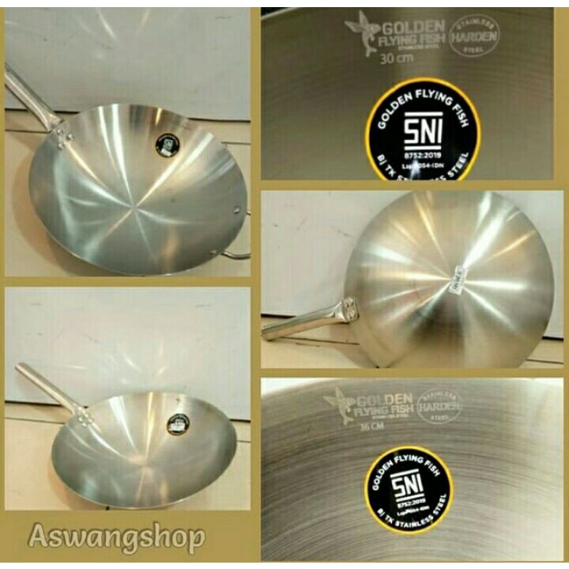 Golden FLYING FISH Harden Stainless Steel Handle Frying Pan (Non-Stick ...