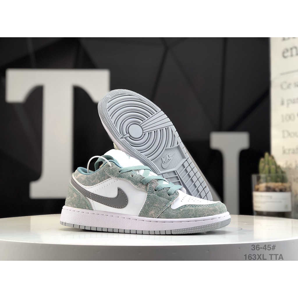 100%Authentic Nike Wmns Air Jordan 1 Low grey Casual Sneakers ...