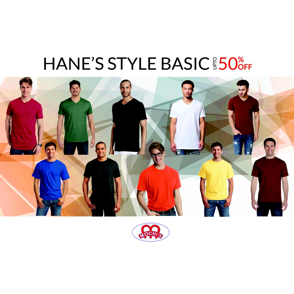 Hanes Round Neck and V-neck colored T-shirts in Cotton Material (3 pcs ...