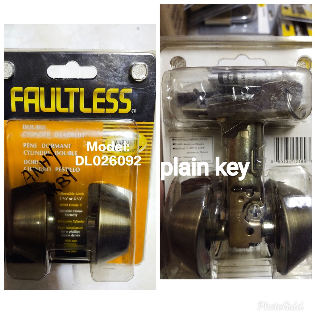 Faultless Deadbolt single or double or spin to lock deadbolt dead bolt ...