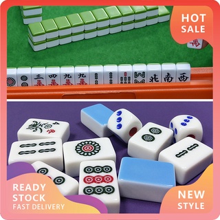 Portable Mini Chinese Mahjong Game Travel Set 144 + 2 Spares Ivory-Color  Tiles