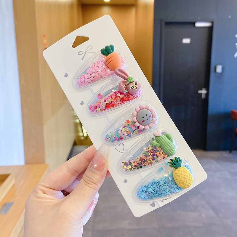 5/pcs Cute fruit shaped hair clips for kids baby clip headdress Side
