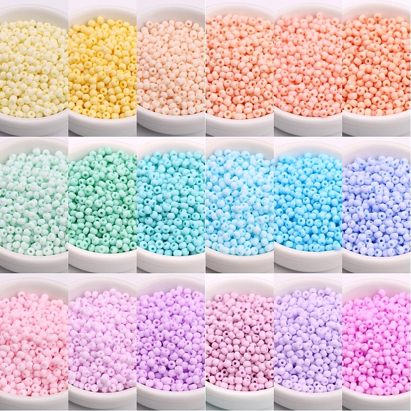 New 450pcs 3mm Glass Seed Beads Mixed Colorful Round Loose Spacer Matte ...