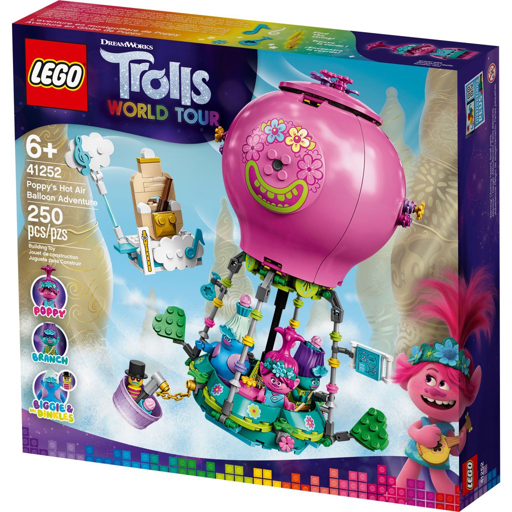 LEGO Trolls World Tour Poppy's Hot Air Balloon Adventure 41252 Building ...