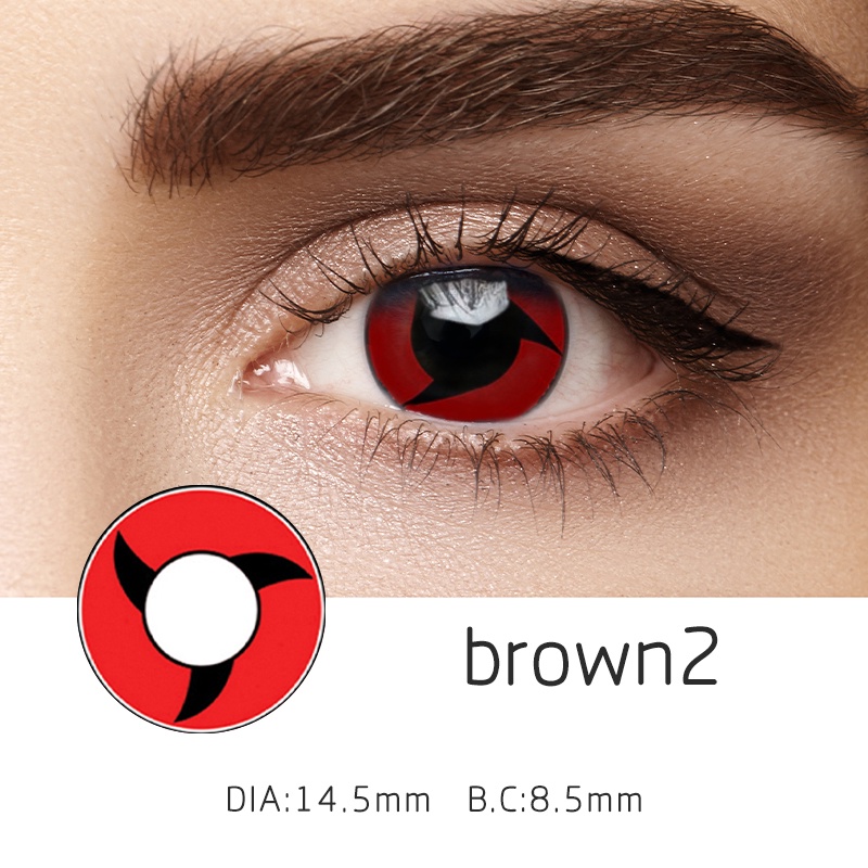 Cosplay Red Colored Contact Lens Soft Cartoon Anime Eyes Halloween Cosmetic Makeup Contact