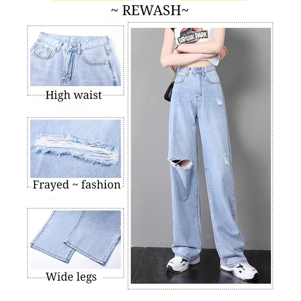 High waist wide leg jeans ladies fashion wide leg mopping pants mopping ...