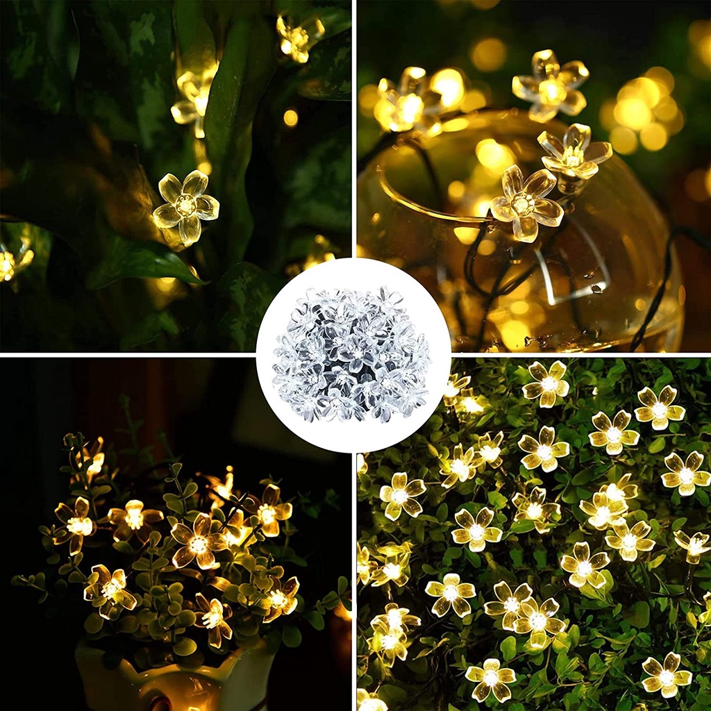 Solar Flower String Lights Outdoor Waterproof Cherry Blossom Solar ...