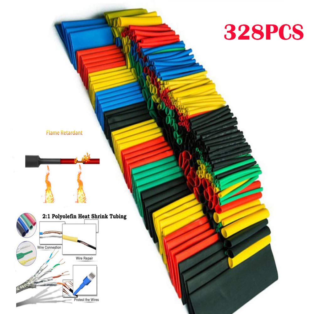 328 Pcs Heat Shrink Tubing 5 Colors 8 Sizes Assorted Tube Wrap Sleeve ...
