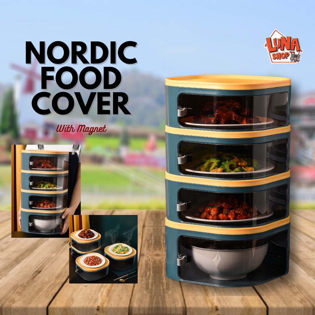 Tudung Saji Moden Viral Petak Bertingkat Nordic Food Cover Multilayer ...