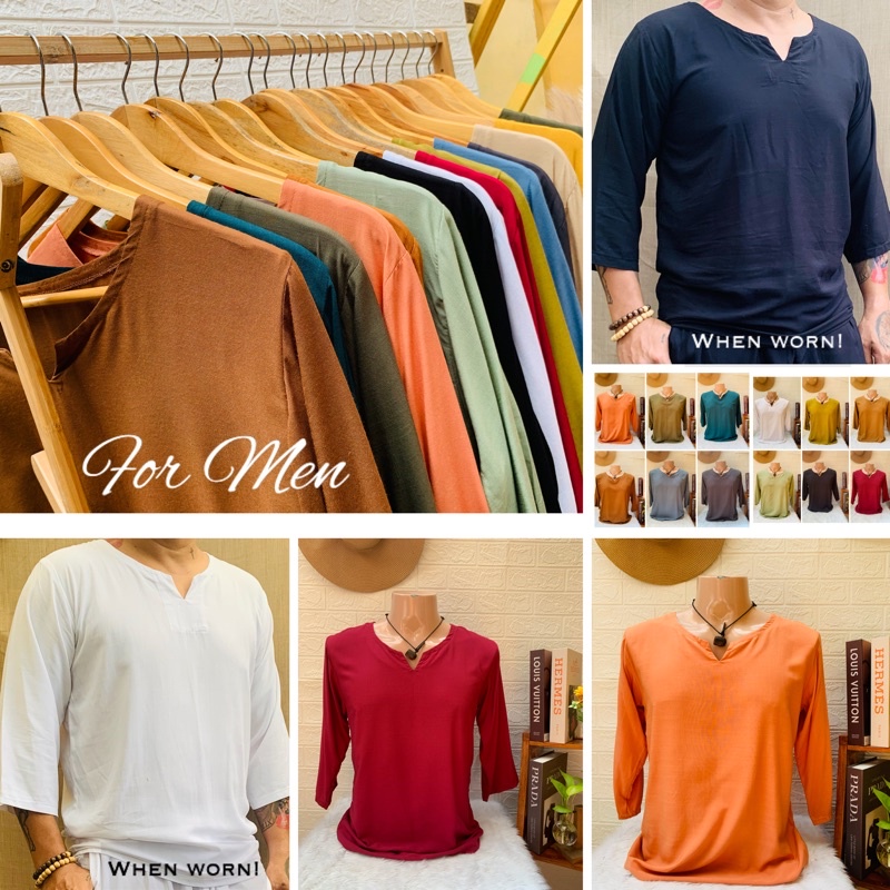 MEN'S 3/4 SLEEVE CHINESE COLAR STYLE SOFT LINEN FREESIZE & PLUSIZE