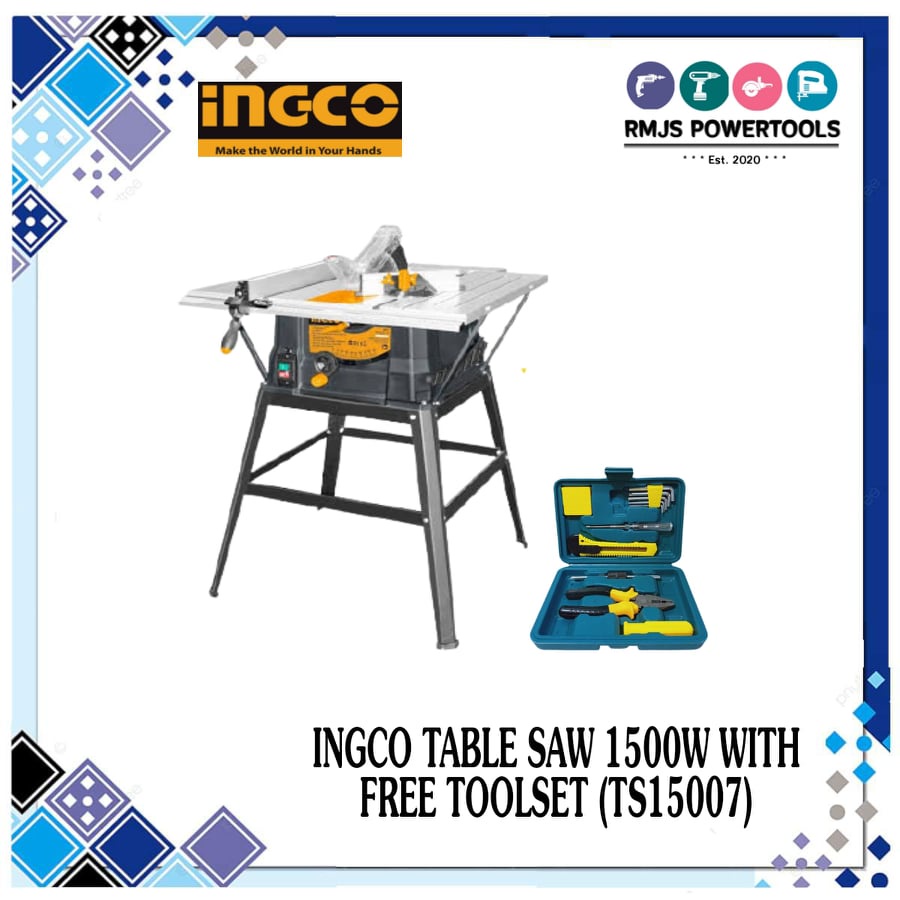 INGCO TABLE SAW 1500W WITH FREE TOOLSET (TS15007) Shopee Philippines