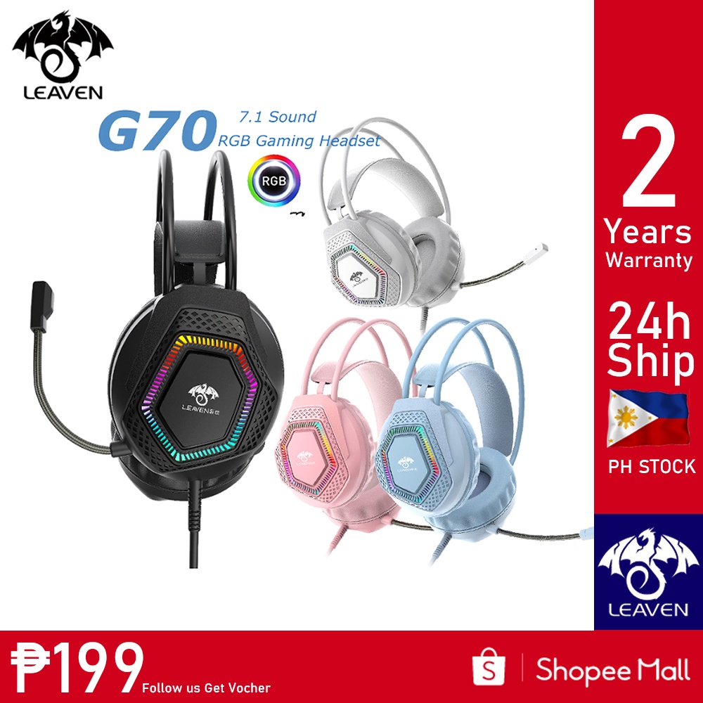 Leaven G70 7.1 USB Gaming Headset With RGB Lights For PS4/PC/XBOX
