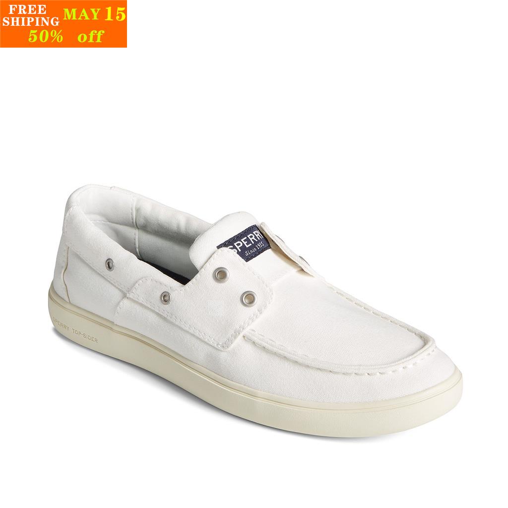 Sperry white canvas clearance boat shoes