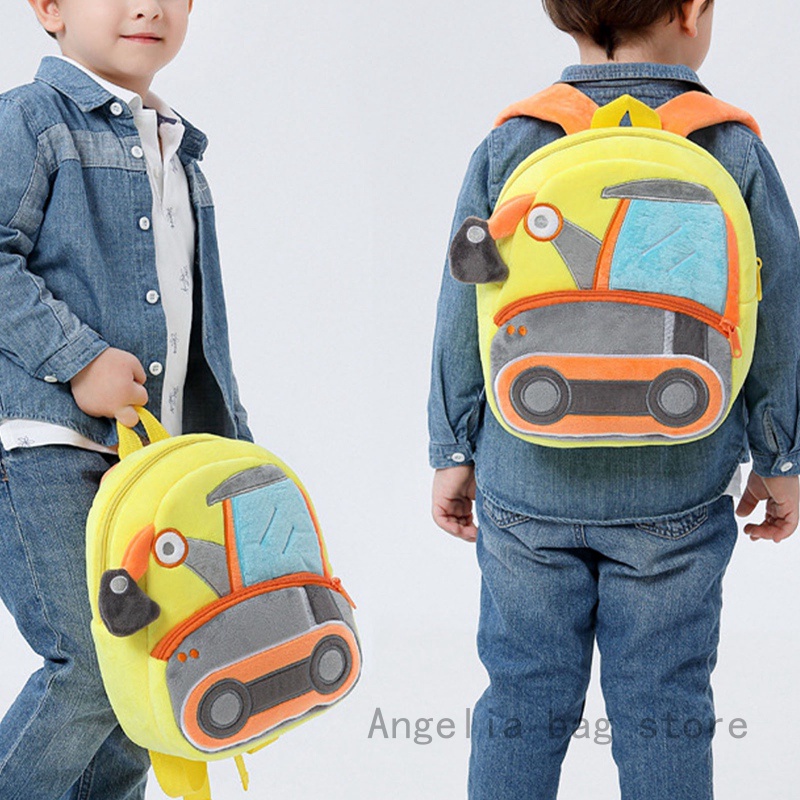 Cute Plush Engineering Vehicle Bulldozer Excavator Backpack Men And ...