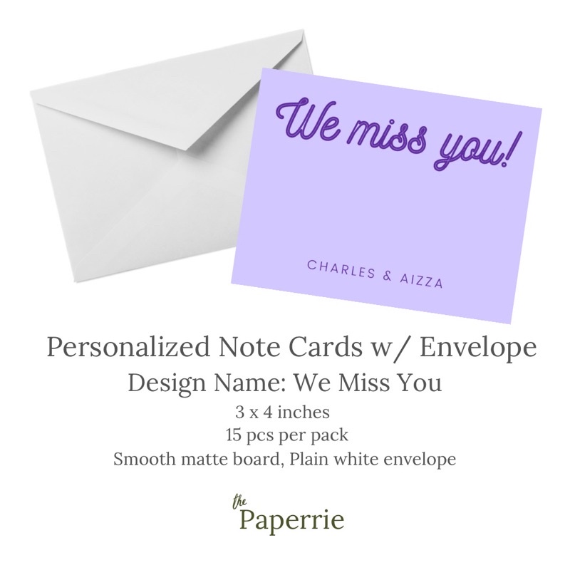 Personalized Note Cards in We Miss You design | Shopee Philippines