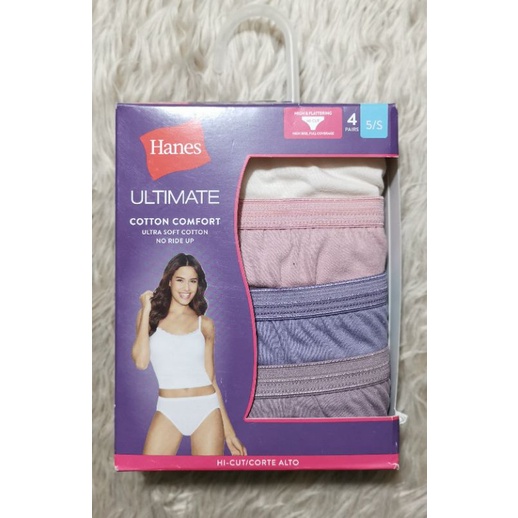 Hanes Ultimate 4 Pack Cotton Comfort Hi-cut Panty