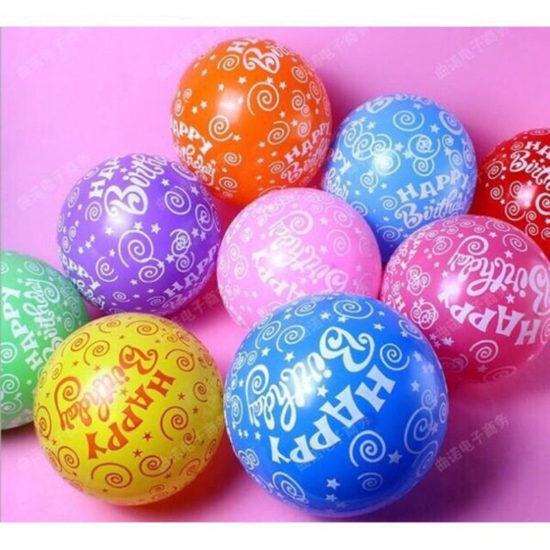 100pcs Happy Birthday Printed Balloon Fullprint Latex Balloons Party ...