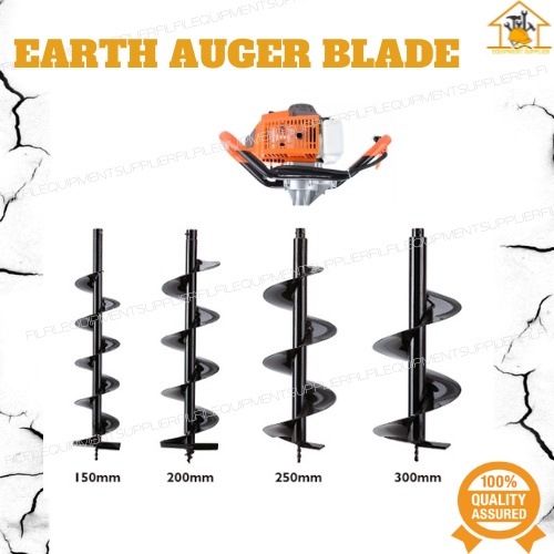 Earth Auger Drill Bit 150mm/ 200mm/ 250mm/300mm Heavy Duty | Shopee ...