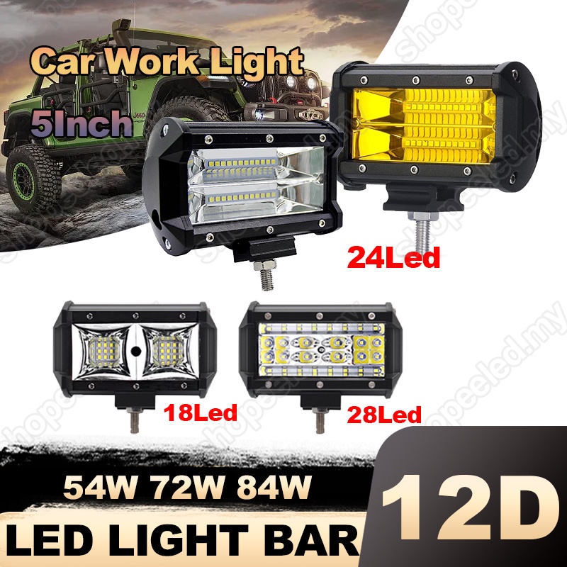 【COD】1PCS Waterproof 5inch 72W LED Work Light for Driving Fog Lamp ...