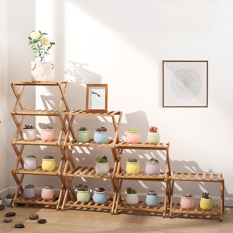 flower stand Balcony simple solid wood indoor floortoceiling living