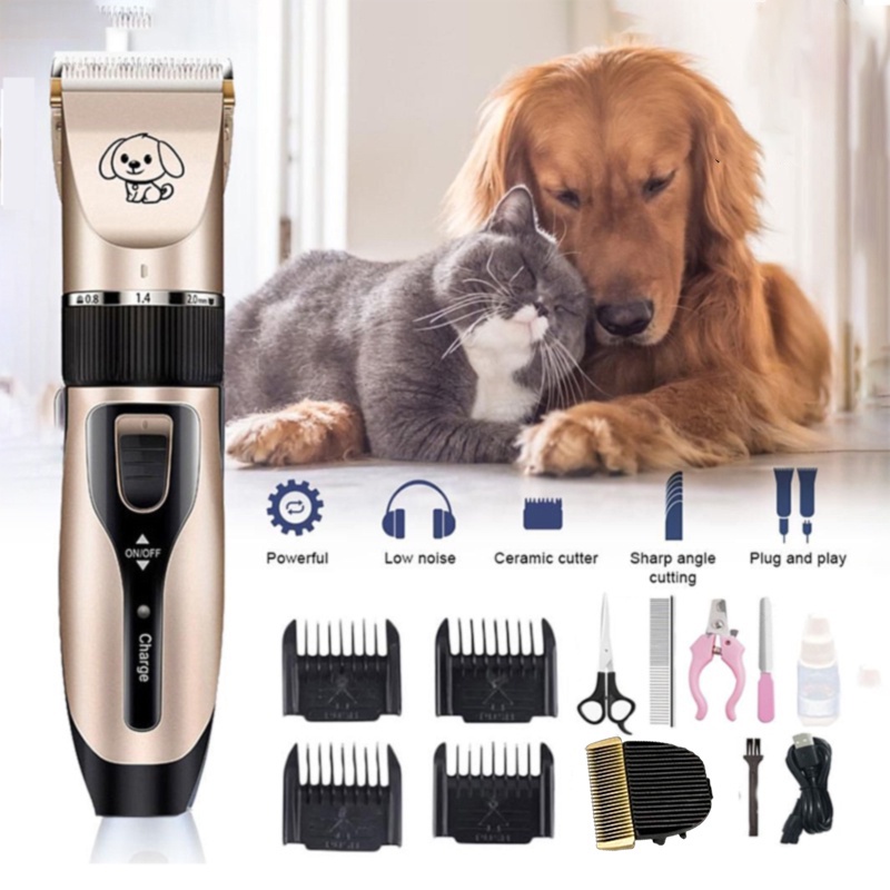 Professional Rechargeable Pet Cat Dog Hair Razor Trimmer Grooming Kit ...