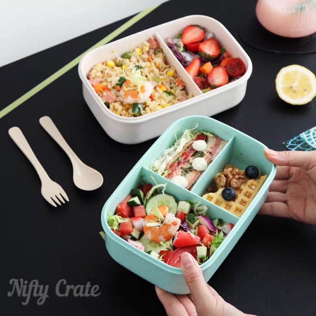 [1100ML] Lunchbox/dailyuse/container/wheatstraw/bentobox/microwavevable ...