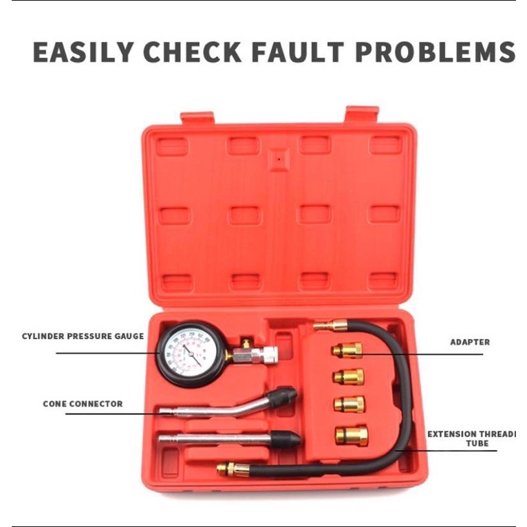 Automotive Motorcycles Petrol Engine Compression Test Gauge Tester Kit ...