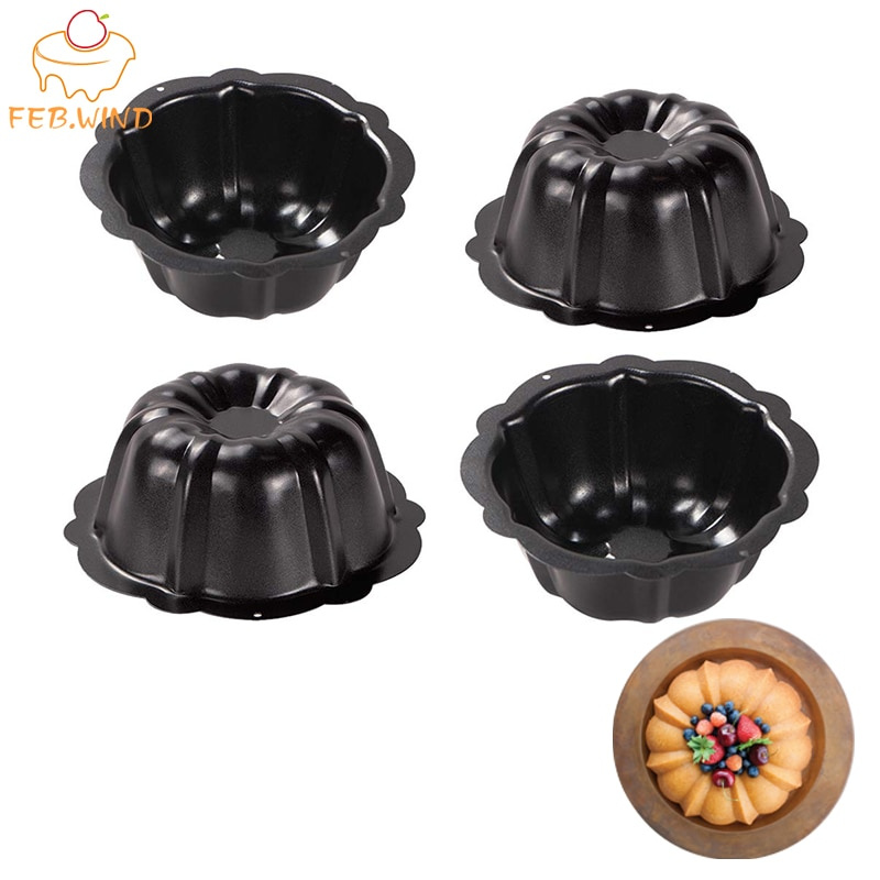 4 Inch Individual Small Bundt Pan Nonstick Mini Fluted Cake Pan Carbon  Steel Small Pound Cake