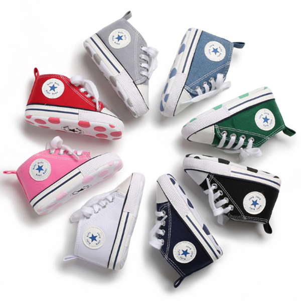 （0-2 Years）Baby Canvas Sports Sneakers Newborn Baby Boys Girls Print Star  First Walkers Shoes Infant Anti-slip Shoes